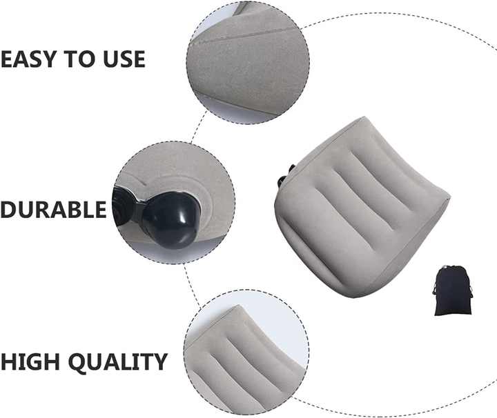 Grey Portable Press-to-Inflate Travel Lumbar Cushion – Lightweight, Supportive Backrest for Flights, Trains, and Office Use — image 2