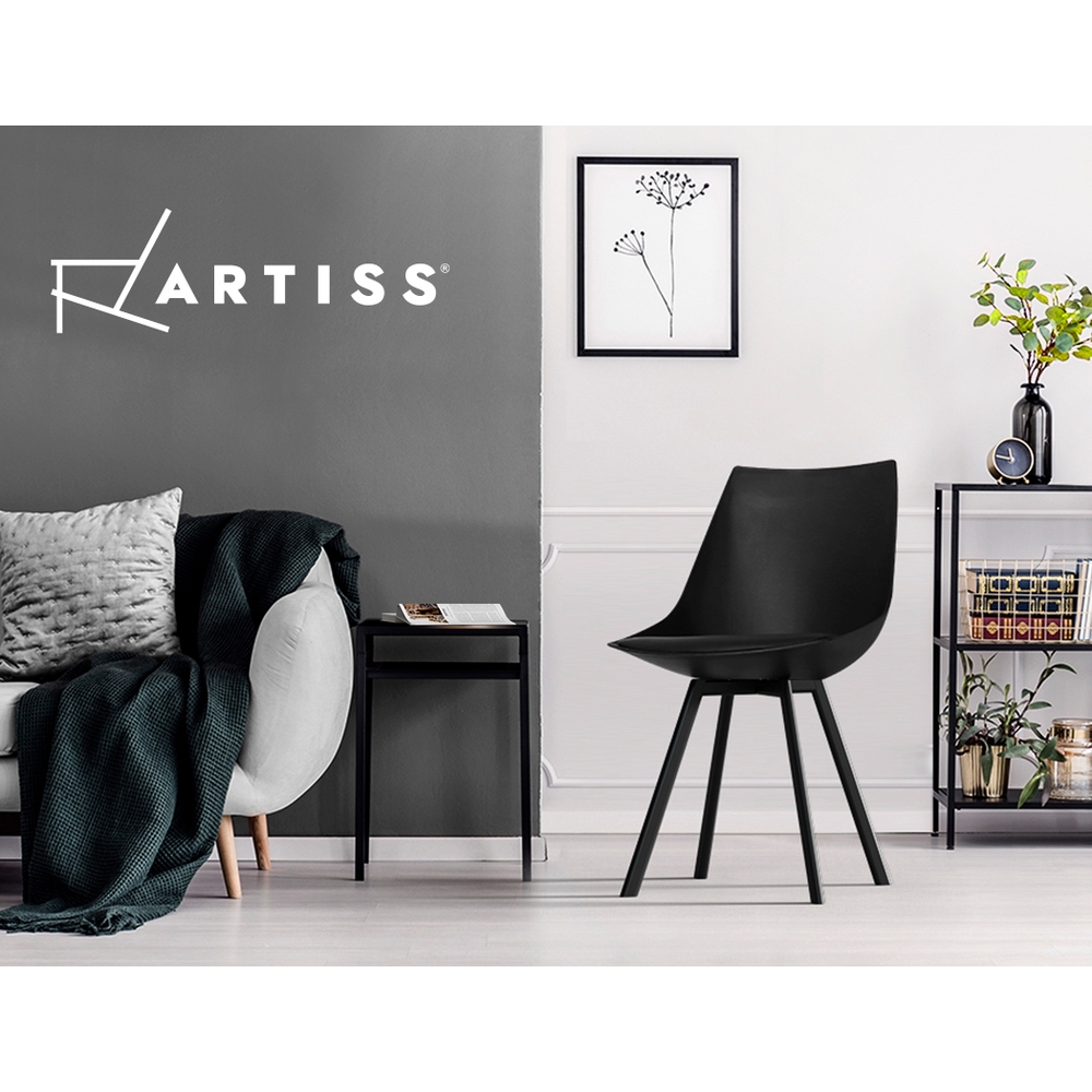 Artiss Dining Chairs Set of 2 PU Leather Plastic Metal Black โ image 6