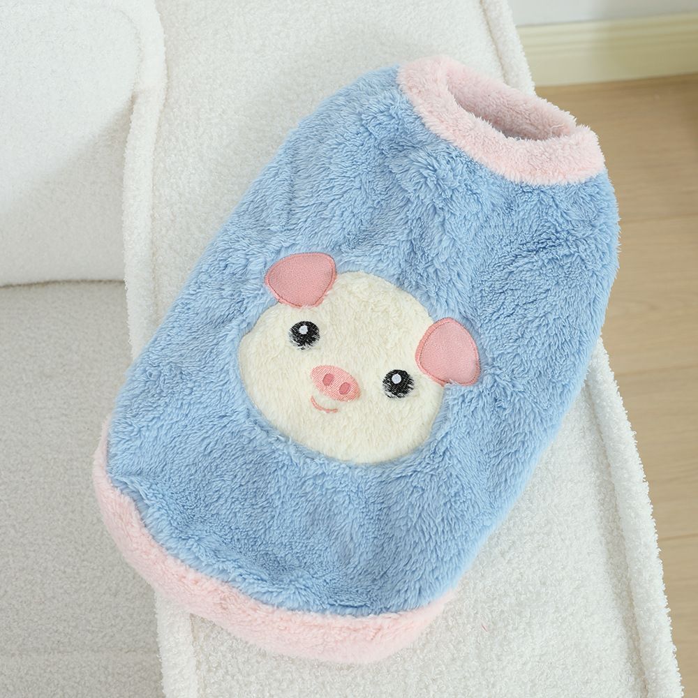 Dog Vest Fleece Winter Warm Pet Clothing Happy piggy style [blue] S [recommendation 1.0-2.5kg ]