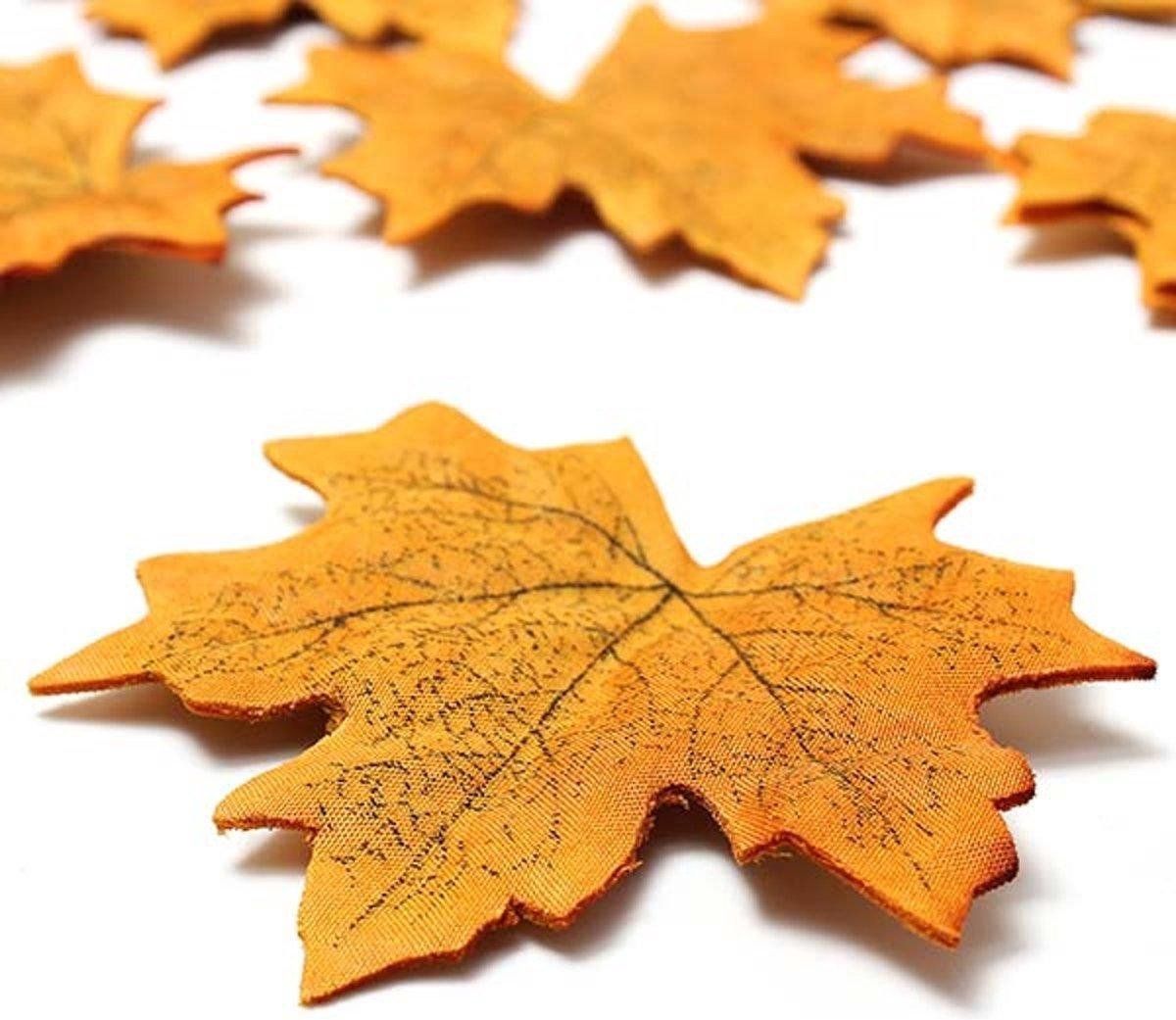100-Pack Artificial Autumn Maple Leaves, Brown and Yellow Craft and Table Decorations