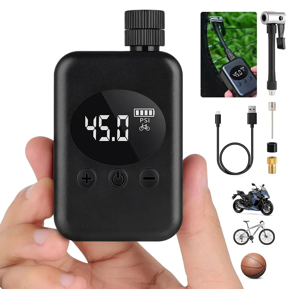 Mini Electric Bike Tyre Pump Black 150 PSI with Digital Gauge for Presta and Schrader Valves โ image 5