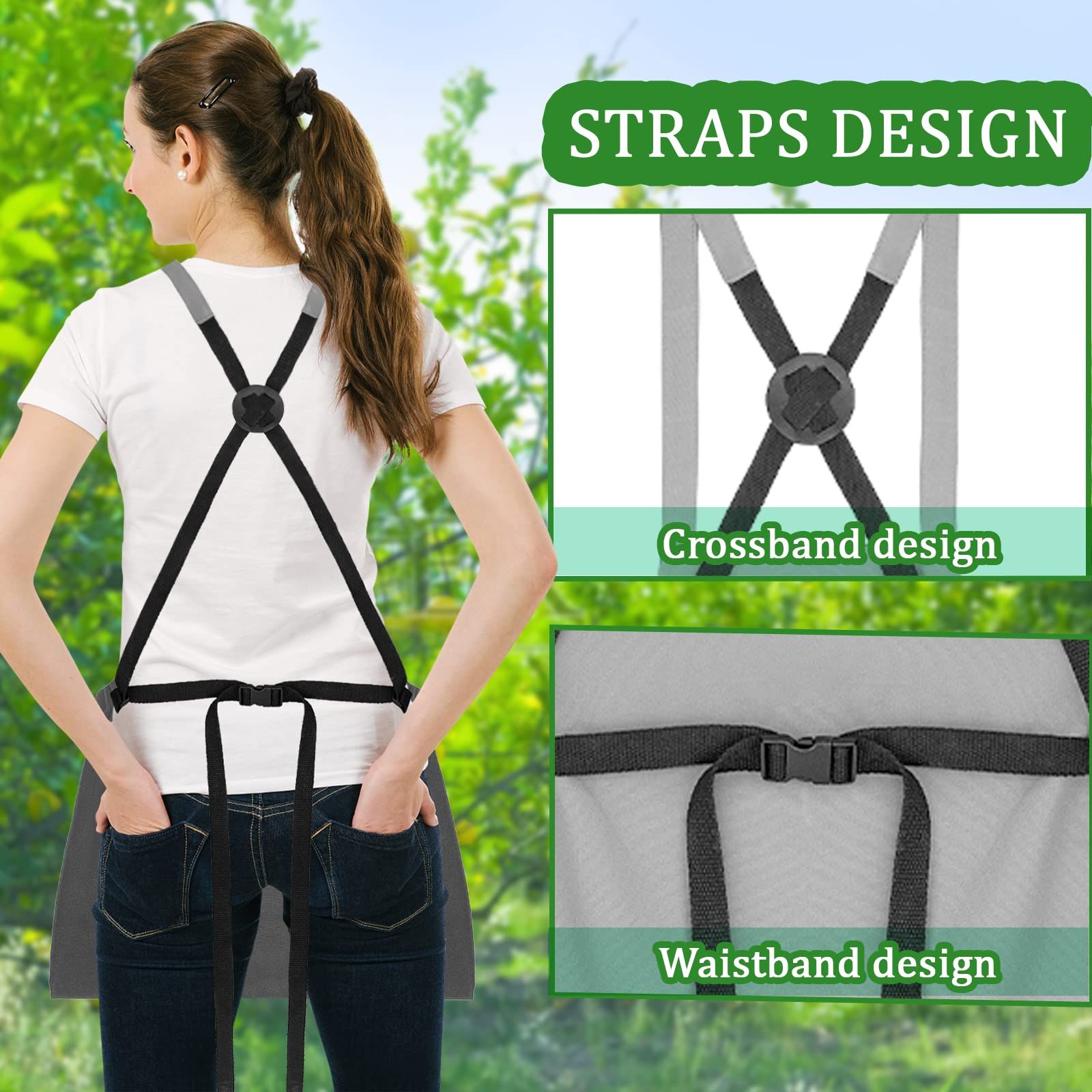 Gardening Apron for Women and Men, Adjustable Straps Cleaning Apron for Housekeeping, Gardening, Harvesting โ image 2