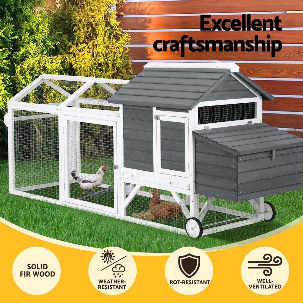 i.Pet Chicken Coop Rabbit Hutch Extra Large Wooden Run Bunny Cage House Outdoor — image 4