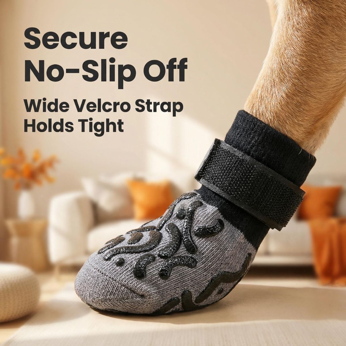 Anti-Slip Dog Socks with Adjustable Velcro, Non-Slip Grip Paw Protector for Indoor Floors & Outdoor Walks, Soft Breathable Pet Booties with Reflective Strips — image 3