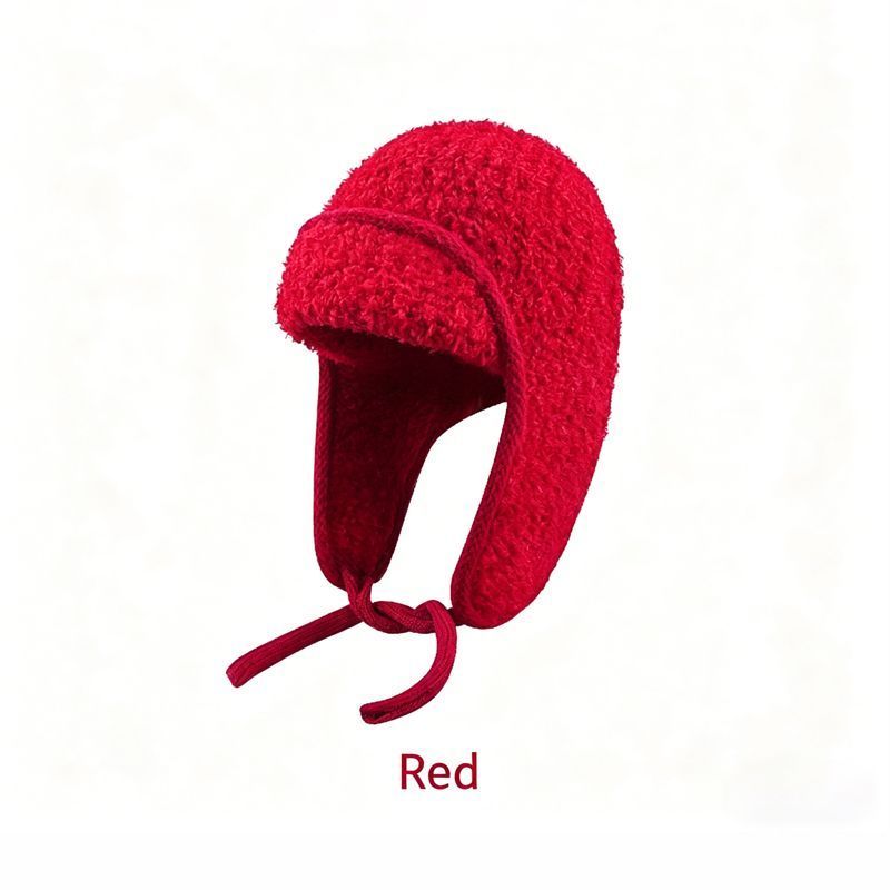 Women Sherpa Aviator Beanie - Warm Earflap Knit Hat Beige — image 2