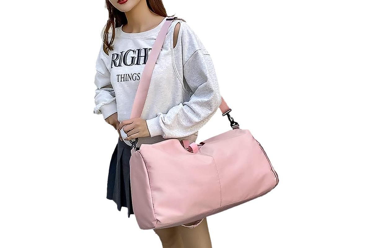 Gym Tote Bag with Shoe Compartment and Wet Dry Storage Pockets for Women Travel Duffel Bag Yoga Gym Bags with Yoga Mat Holder -Pink โ image 4