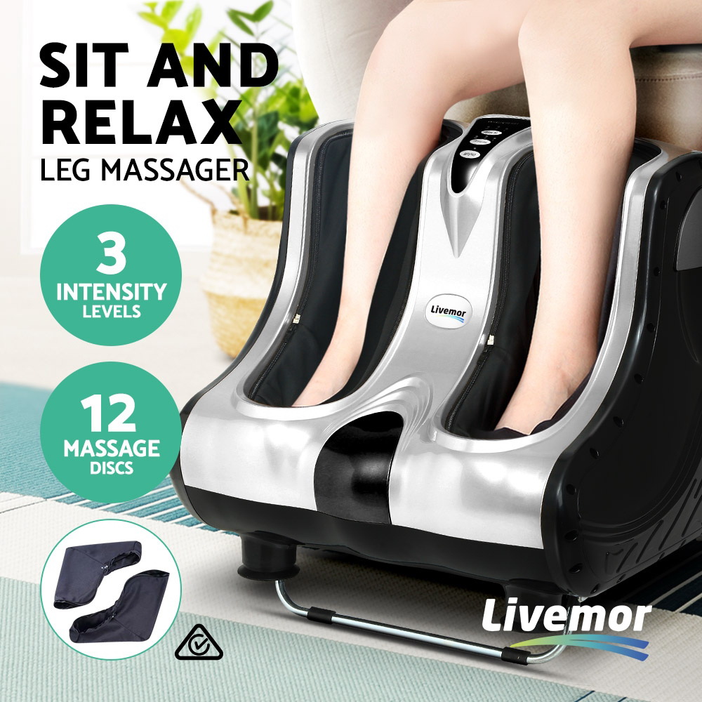 Livemor Foot Massager Massagers Shiatsu Electric Roller Ankle Calf Leg Kneading Silver — image 3