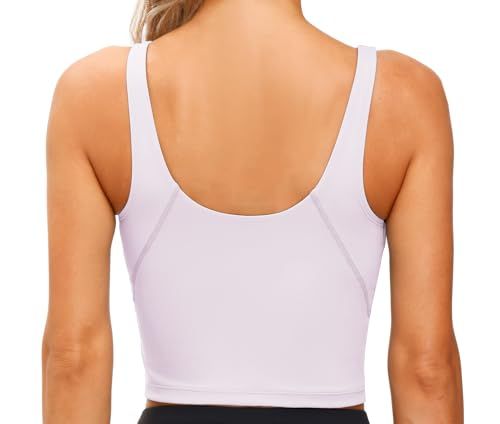 Women's Crop Tank Sports Bra for Yoga, Running, Gym Workouts & Low-Impact Activities, L (White) — image 4
