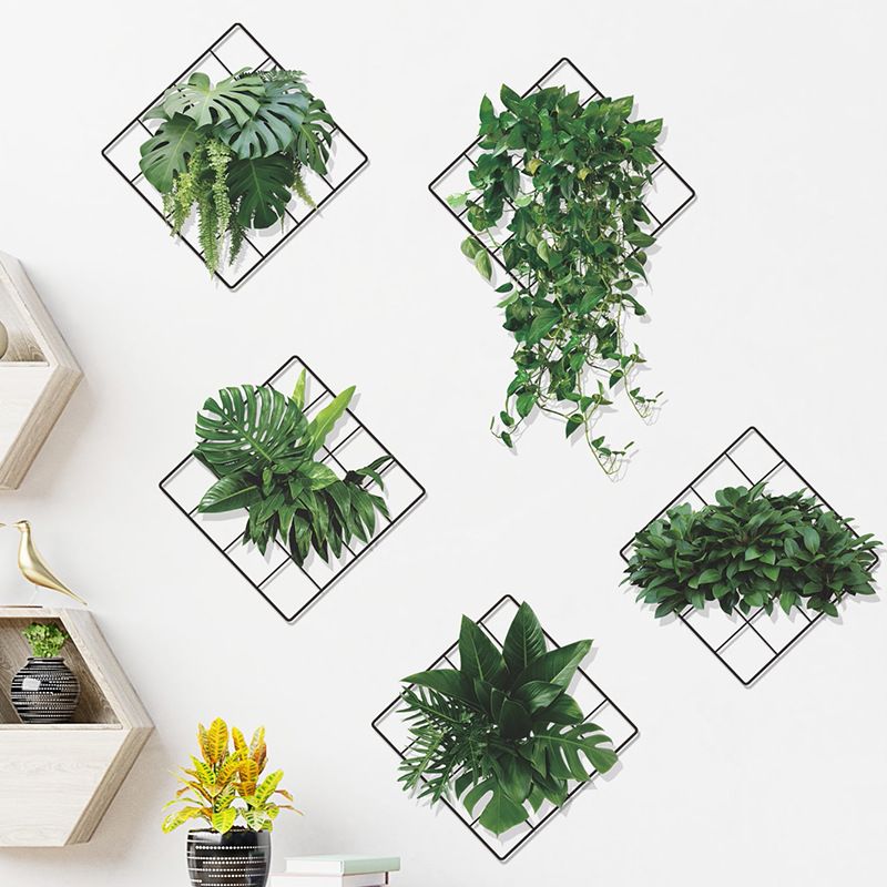 3D Vivid Green Plants Grid Wall Decal,Removable DIY Green Leaves Wall Sticker Home Decor Art Murals Paper Decoration for Bedroom โ image 2