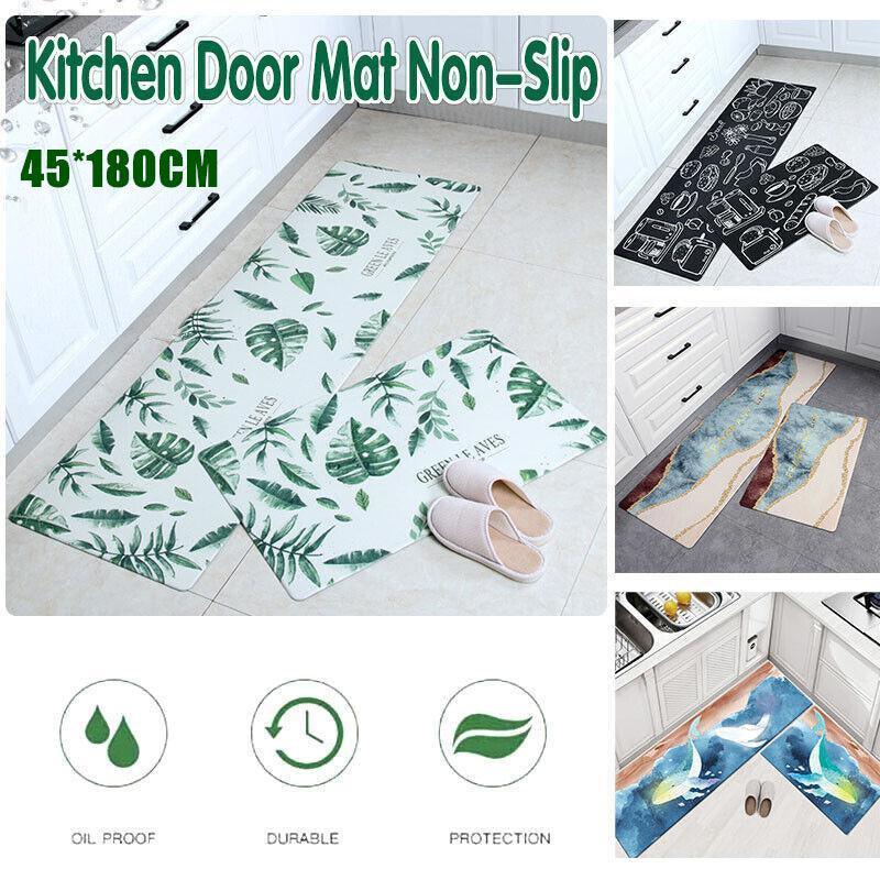 45 × 180cm Kitchen Mat Non-Slip Waterproof Pvc Floor Rug Carpet Anti-Oil Easy Clean - Kitchen