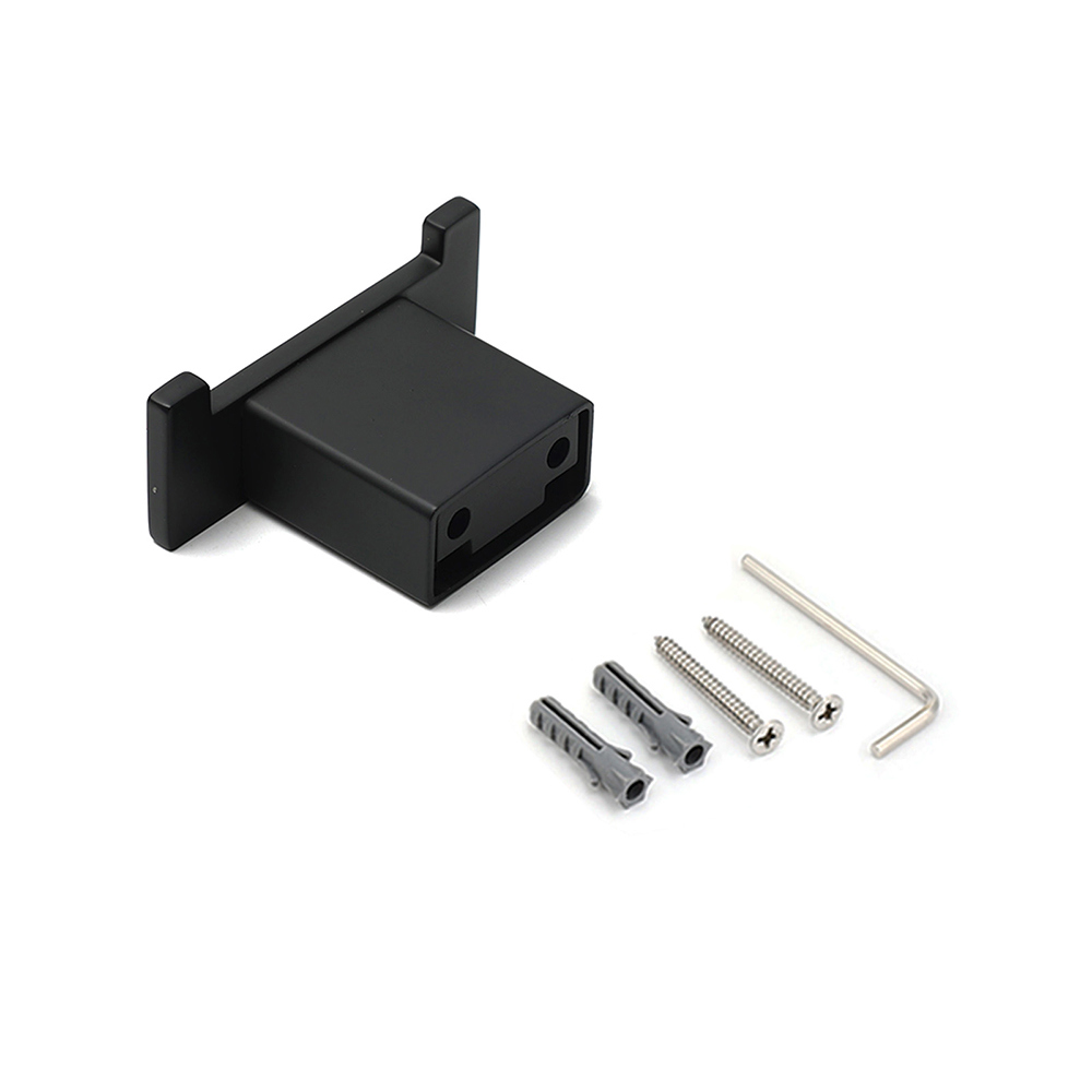 Matt Black Square Robe Hook Clothes Towel Holder Bathroom Wall Hanger Accessory — image 4