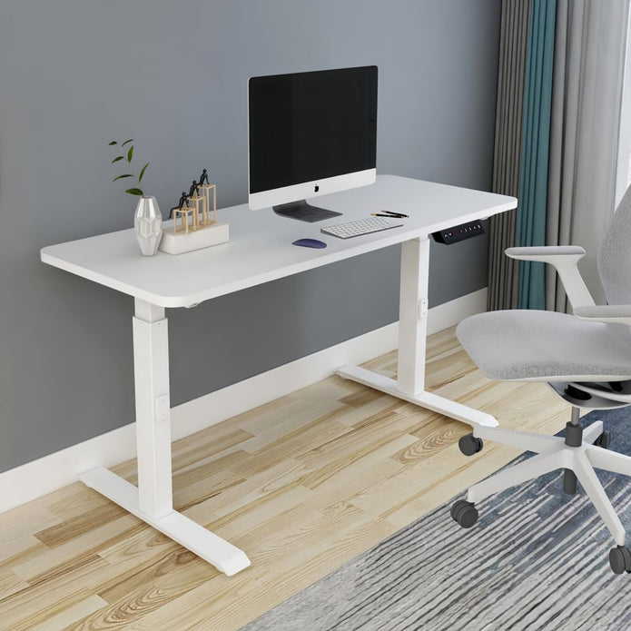 AMZ Electric Height Adjustable Standing Desk 160x80cm Sit Stand Desk Top for Home Office (White Frame + White Desktop) — image 3
