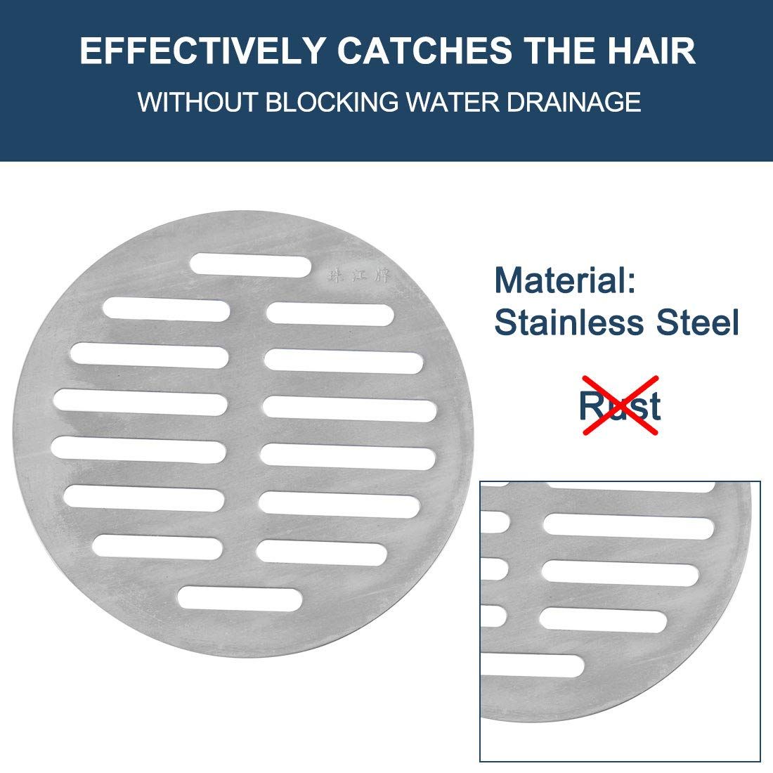 2pc Stainless Steel Round Sink Floor Drain Strainer Cover Dia Floor Drain Replacement Filter Cap Screw-On Round Shower Drain Cover — image 5