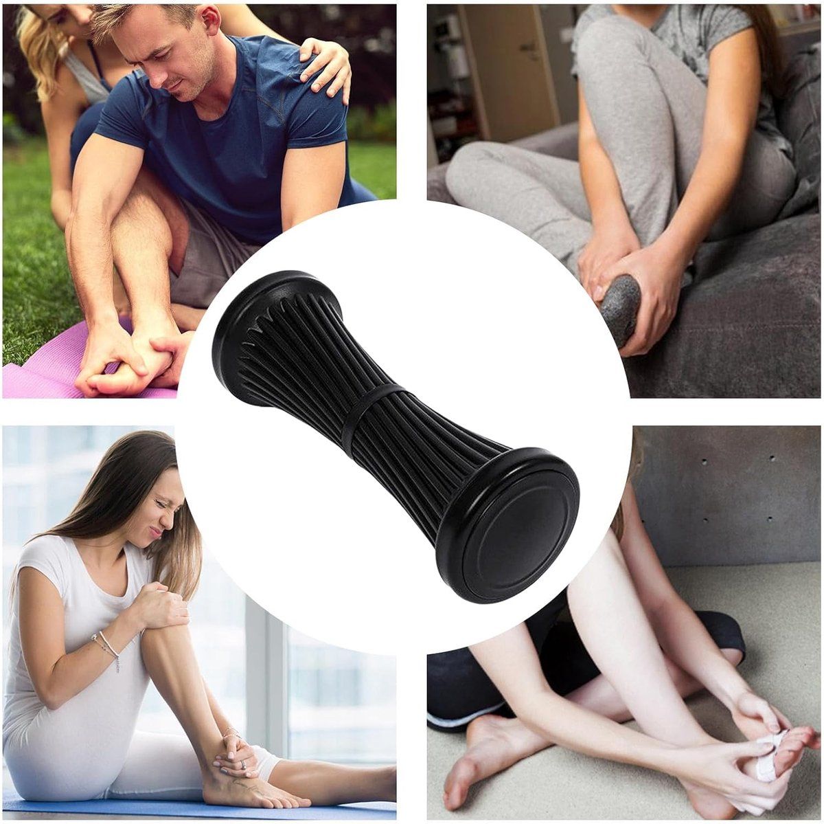 Foot Massage Roller, ABS Acupressure Reflexology Roller For Circulation And Muscle Recovery, For Home Gym Office Post Workout, Black, 25 cm โ image 2