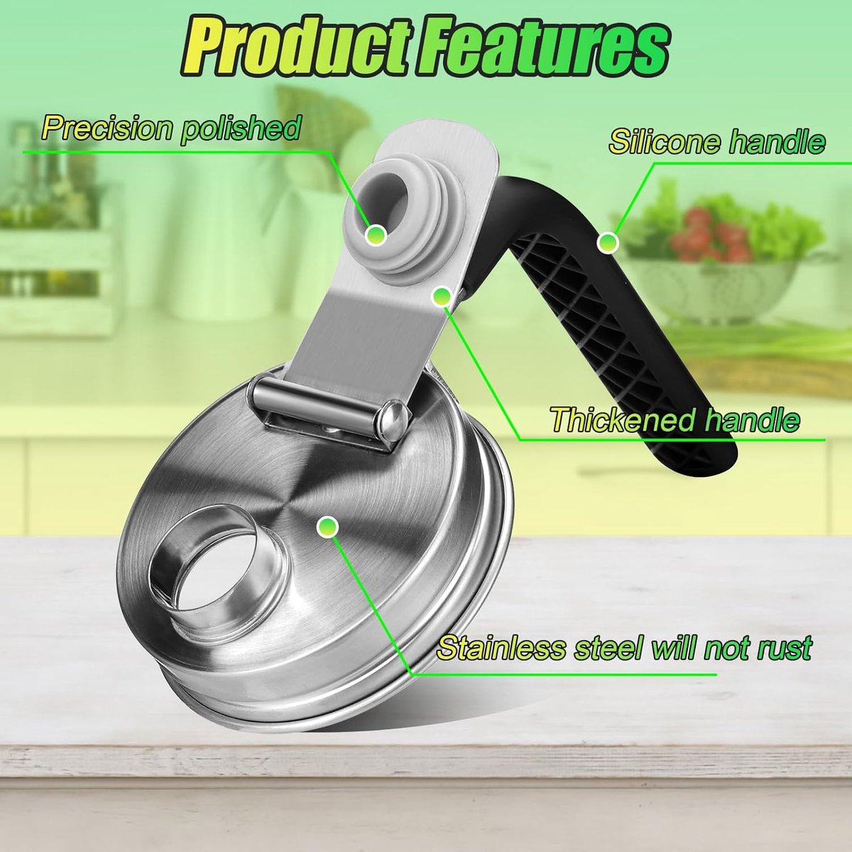 Mason Jar Lids - Stainless Steel Pouring Spout with Leak-Proof Seal - For Mason Jars, tear-resistant, leak-proof, airtight lid, for drinks, salad, dressing — image 2