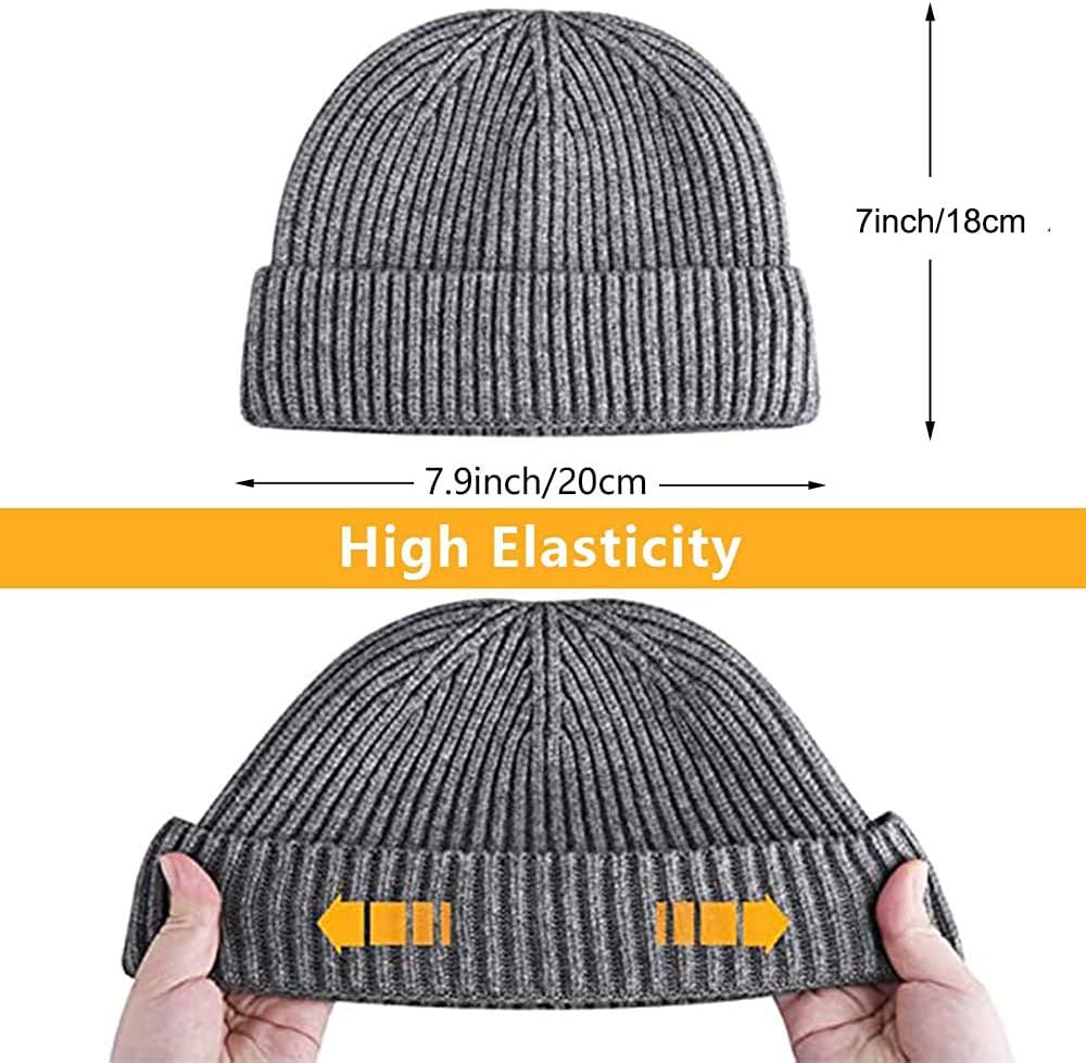 Trawler Beanie Watch Hat Roll up Edge,Winter Warm Knit Caps Fisherman Unisex — image 2