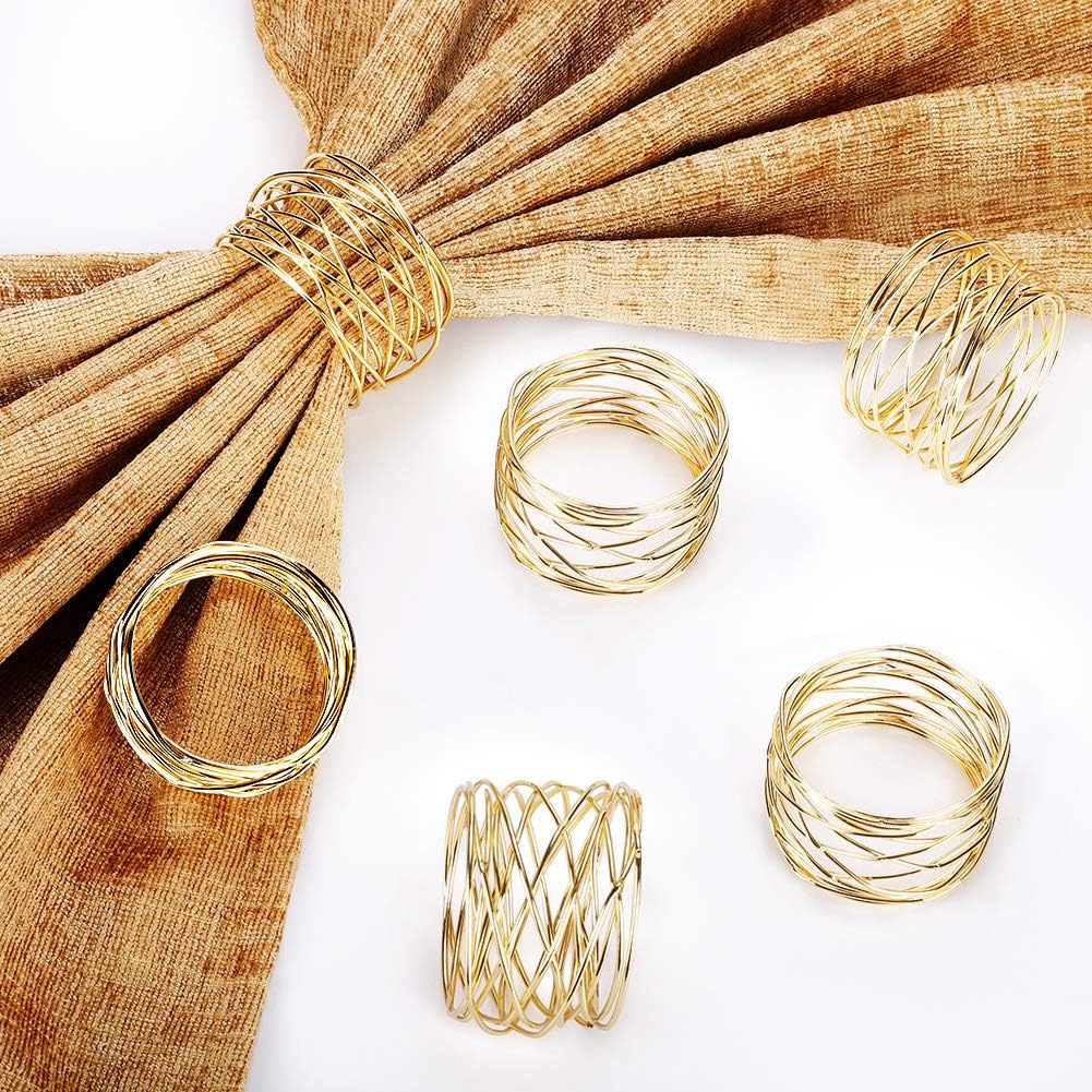 Napkin Rings, Metal Gold Round Napkin Rings Buckles for Table Decorations, Wedding, Dinner, Party, Set of 6 โ image 6