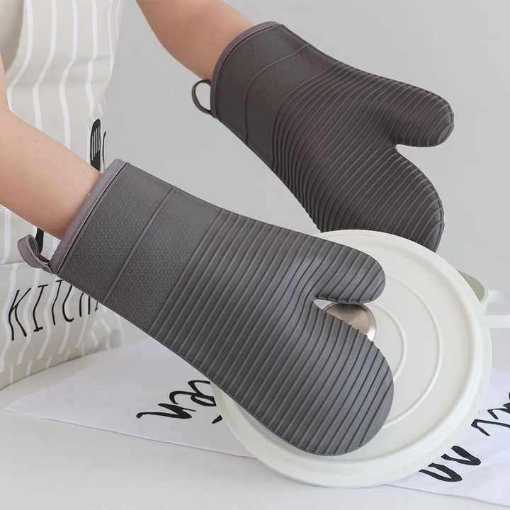 Red Premium Heat Resistant Silicone Oven Mitts (Pair) - Non-Slip Grip, Cotton Lined for Kitchen Baking, Grilling & BBQ โ image 4