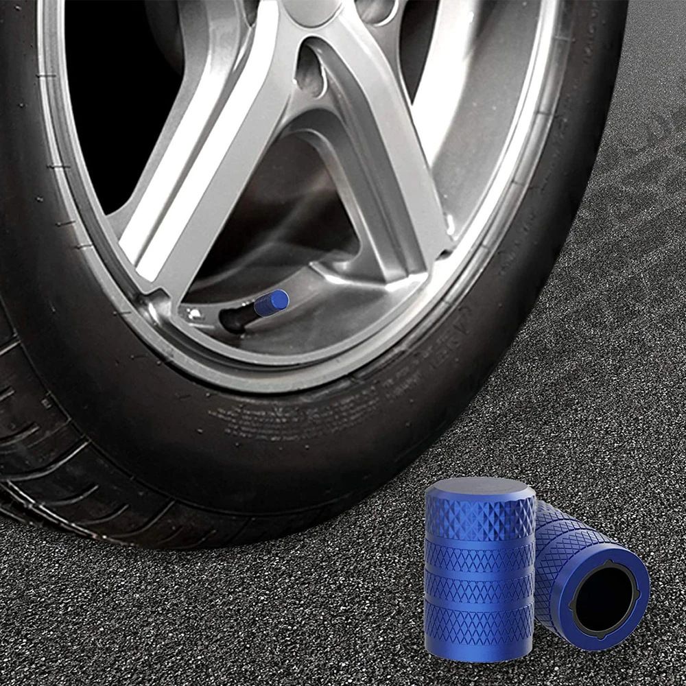 4-Pack Blue Aluminum Car Tyre Valve Stem Caps - Heavy Duty Dustproof Air Valve Covers with Internal Anti-Seize Plastic Lining for Cars SUVs Trucks โ image 5