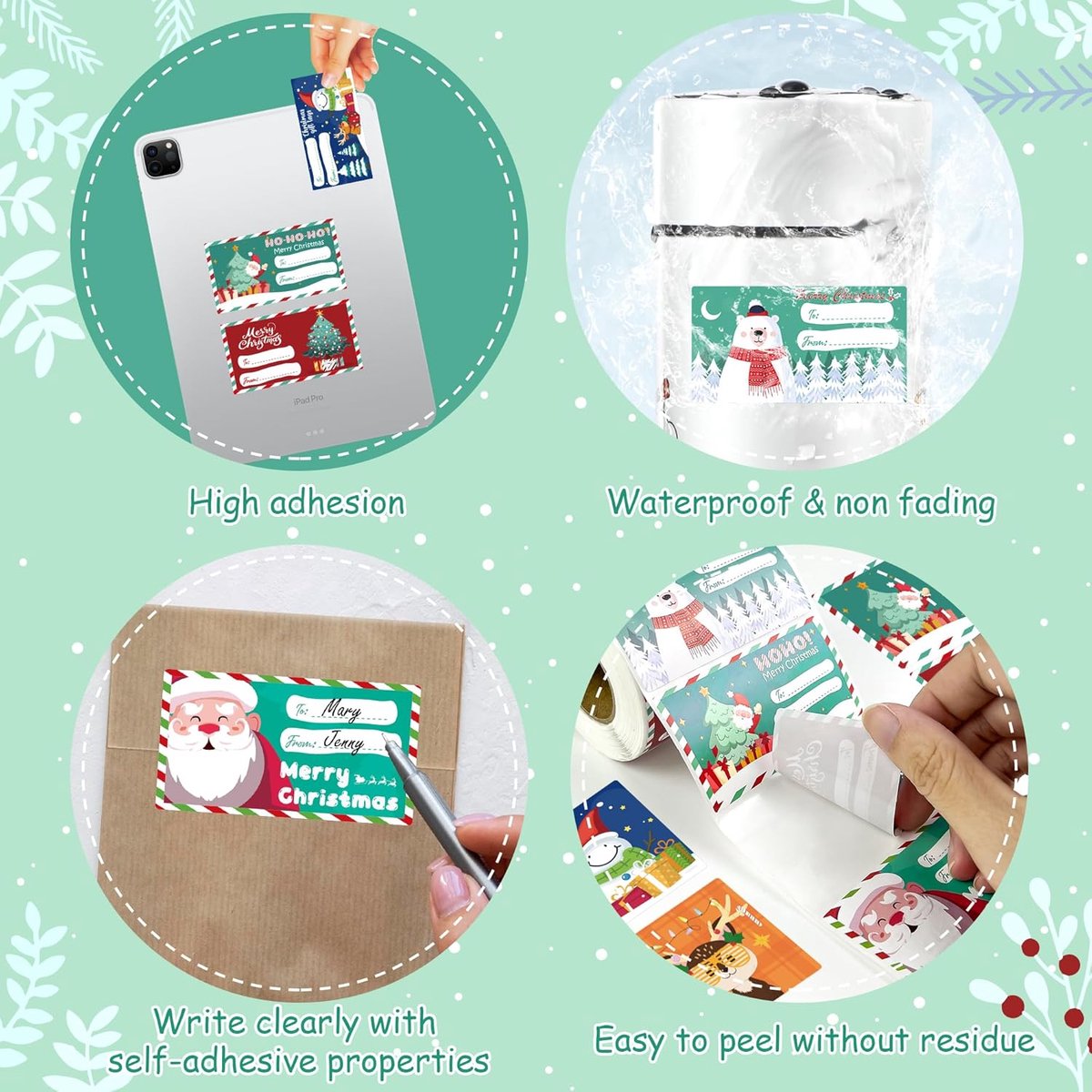 500 Christmas gift tags - Christmas gifts for women, men, and mothers - Christmas wrapping paper - Christmas decorations - 2.95 × 1.6 inches — image 2