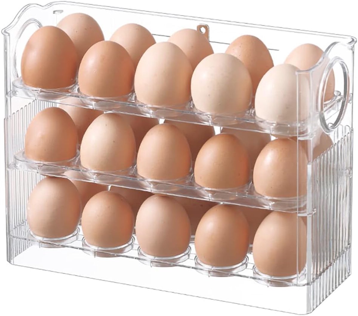 Egg carton - Suitable for 30 eggs - Egg storage box specifically for the refrigerator - Three-layer transparent acrylic egg storage box - Large capacity egg