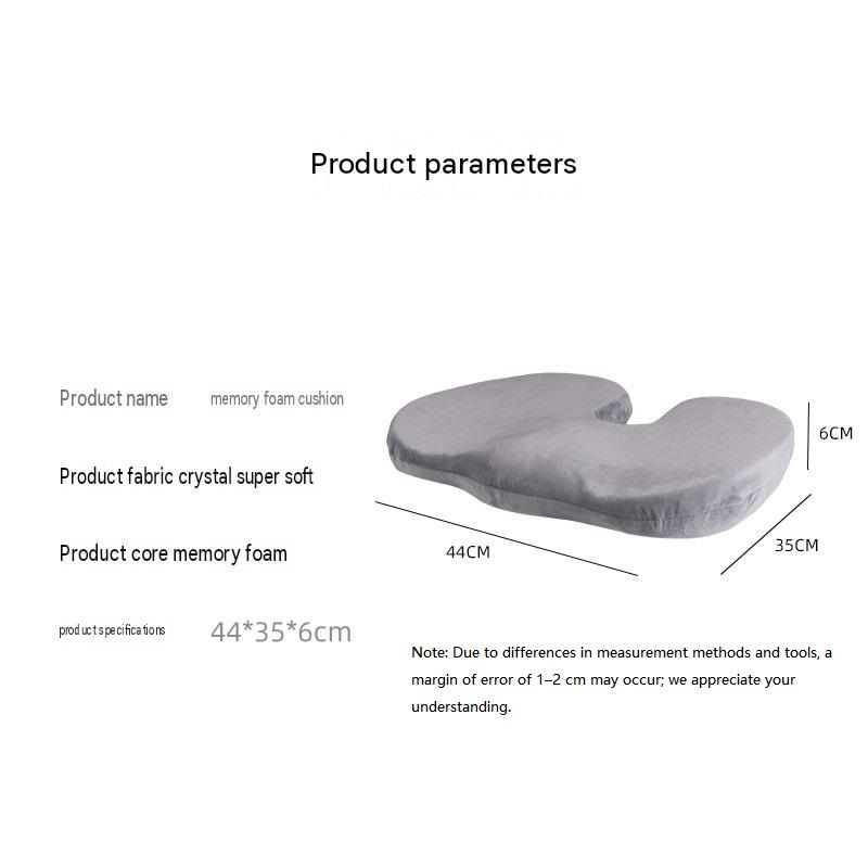 Grey Memory Foam Seat Cushion - 44 x 35 x 6 cm Polyester Chair Pad, Anti-slip bottom, Thickened Breathable Comfort for Office Chairs, Student Desks — image 5