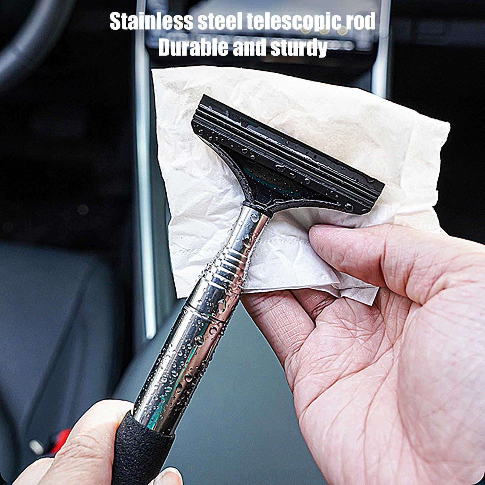 Car Rearview Mirror Wiper, Telescopic Car Mirror Squeegee Cleaner, Retractable Side Mirror Glass Mist Cleaner (Black) โ image 2