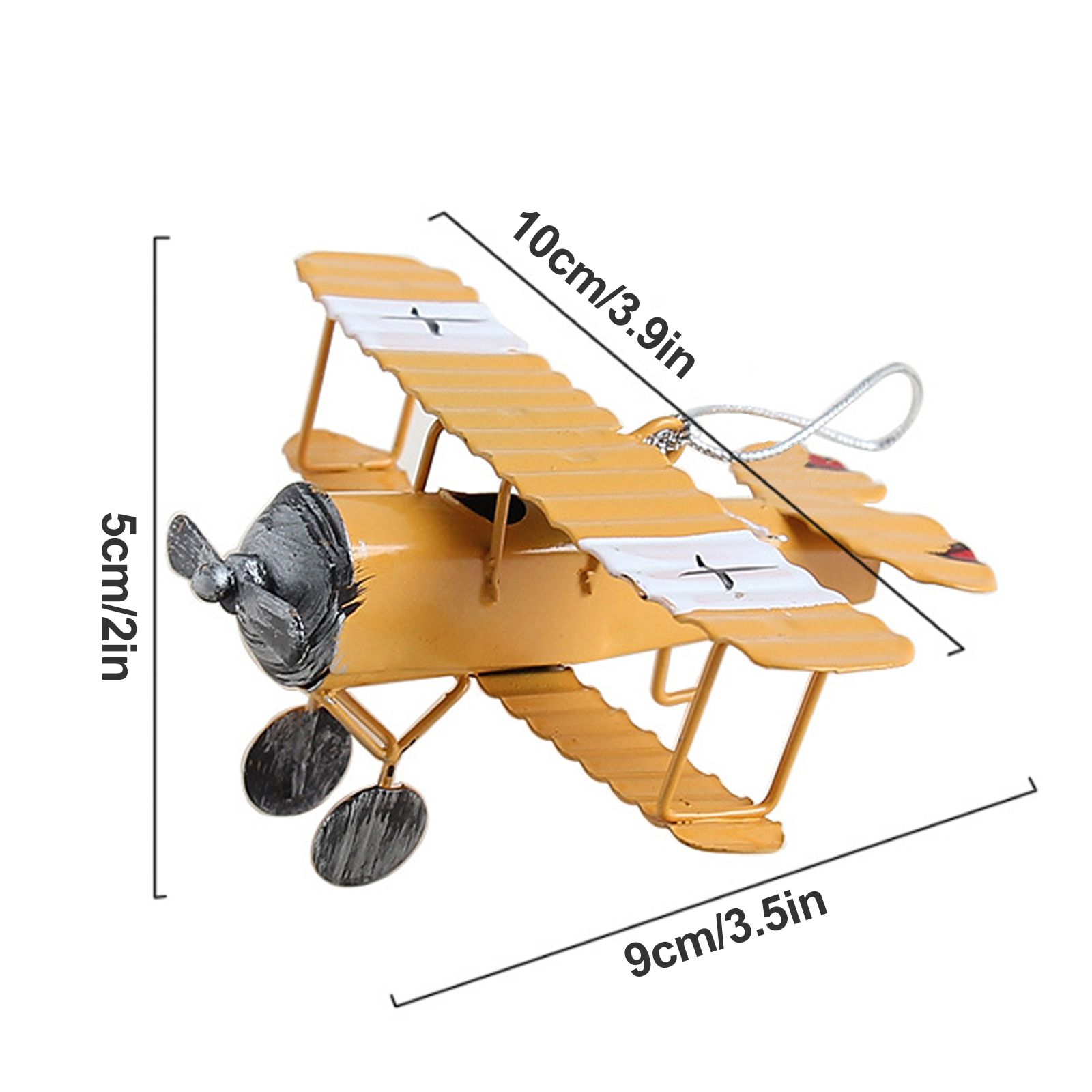 3pcs Airplane Hanging Ornament Retro Decoration Iron Airplane Model for Car Desktop Yellow Red Blue — image 5