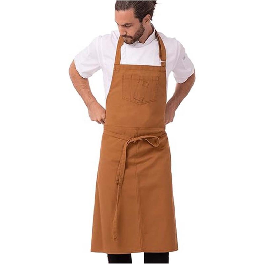 Cooking, Gardening, Grilling, Pain Long apron with tie and neck hanging, restaurant bar service staff work clothes apron（brown） — image 2