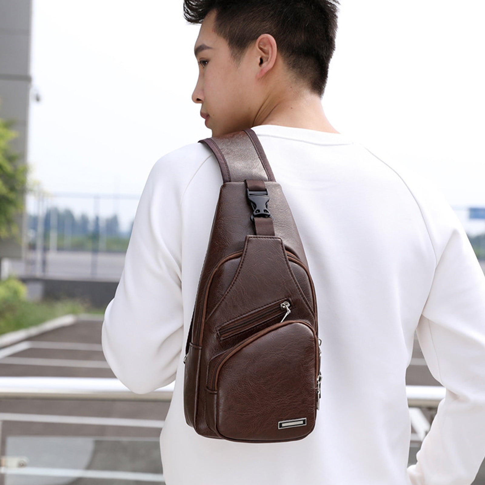 Sling Bag for Women, Crossbody Sling Backpack Small Sling Bag Multipurpose Crossbody Shoulder Bag Travel Hiking Backpack, Sling Bag for Men #3-Brown