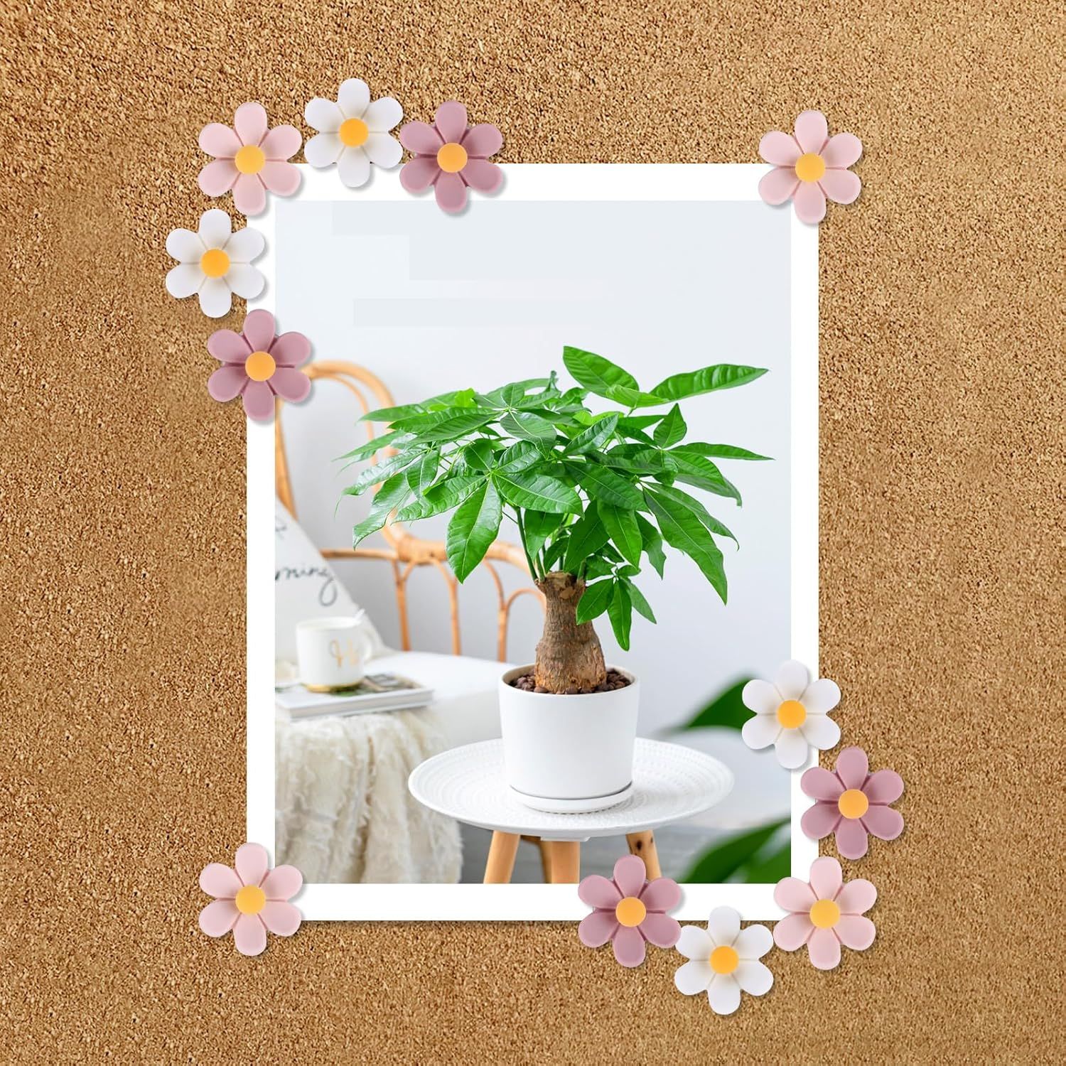 Flower Push Pins, 100pcs Pins for Cork Board Pink Decorative Thumb Tacks Cute Fun Photo Wall, Feature Map, Bulletin Board, Office or Home โ image 4
