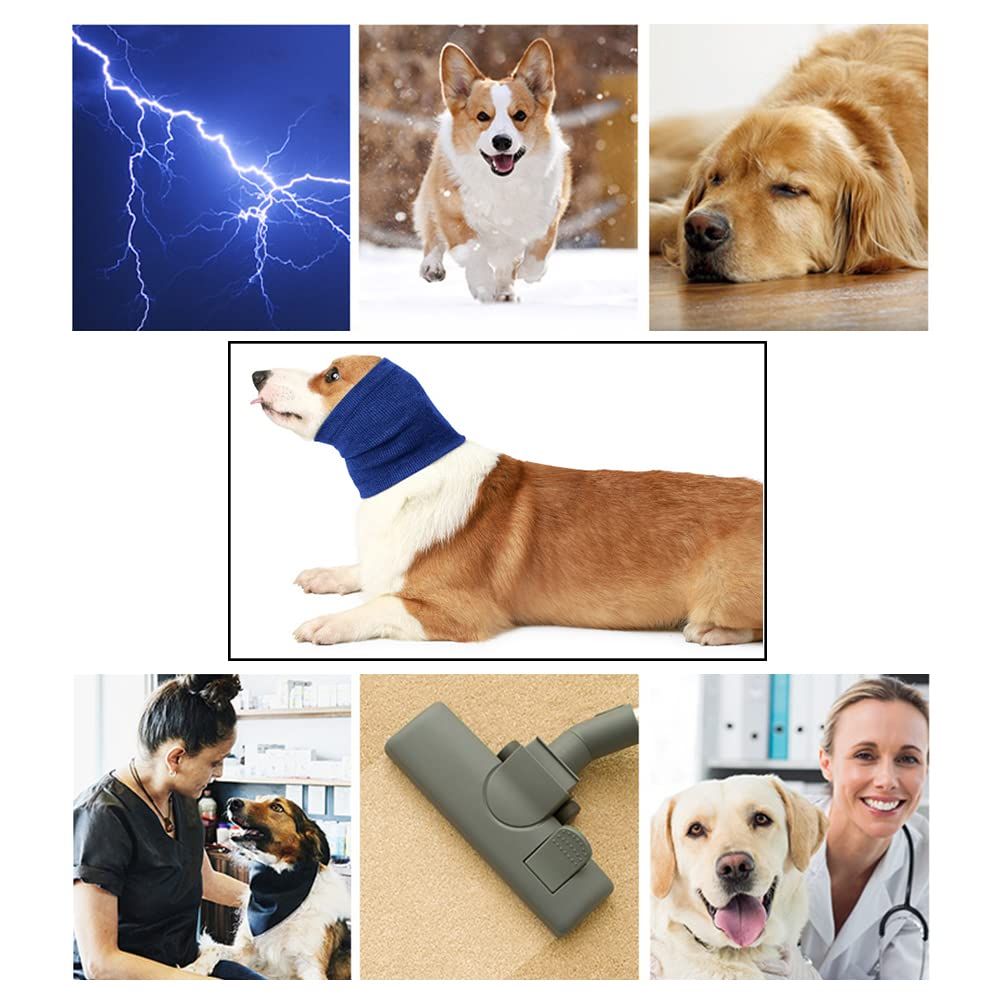 Pet Hoodie, Dog Neck and Ears Warmer Pet Dog Comforting Headgear Anti-Fright Doggie Ear Muffs Thunder Dog Ear ,Blue M — image 3