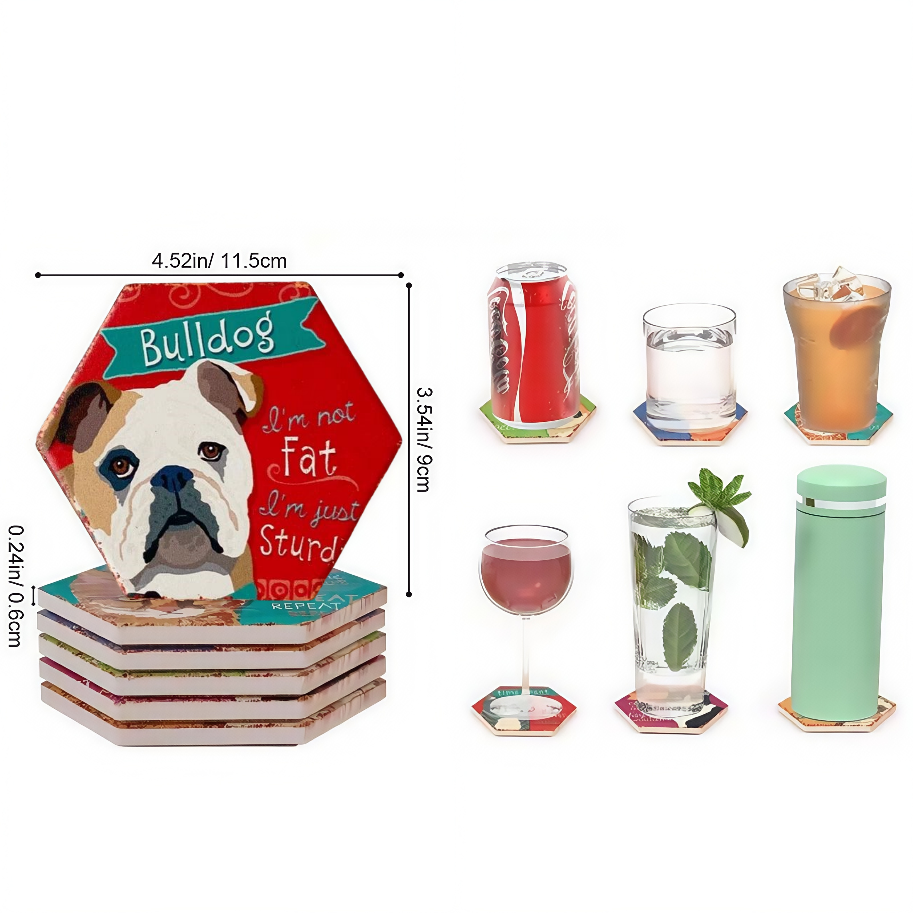 Drink Coasters Set of 6 with Holder,Cute Dog Absorbent Ceramic Coasters with Cork Base,Flexible Durable Non-Slip Hot,Tabletop Protection Mat for — image 3