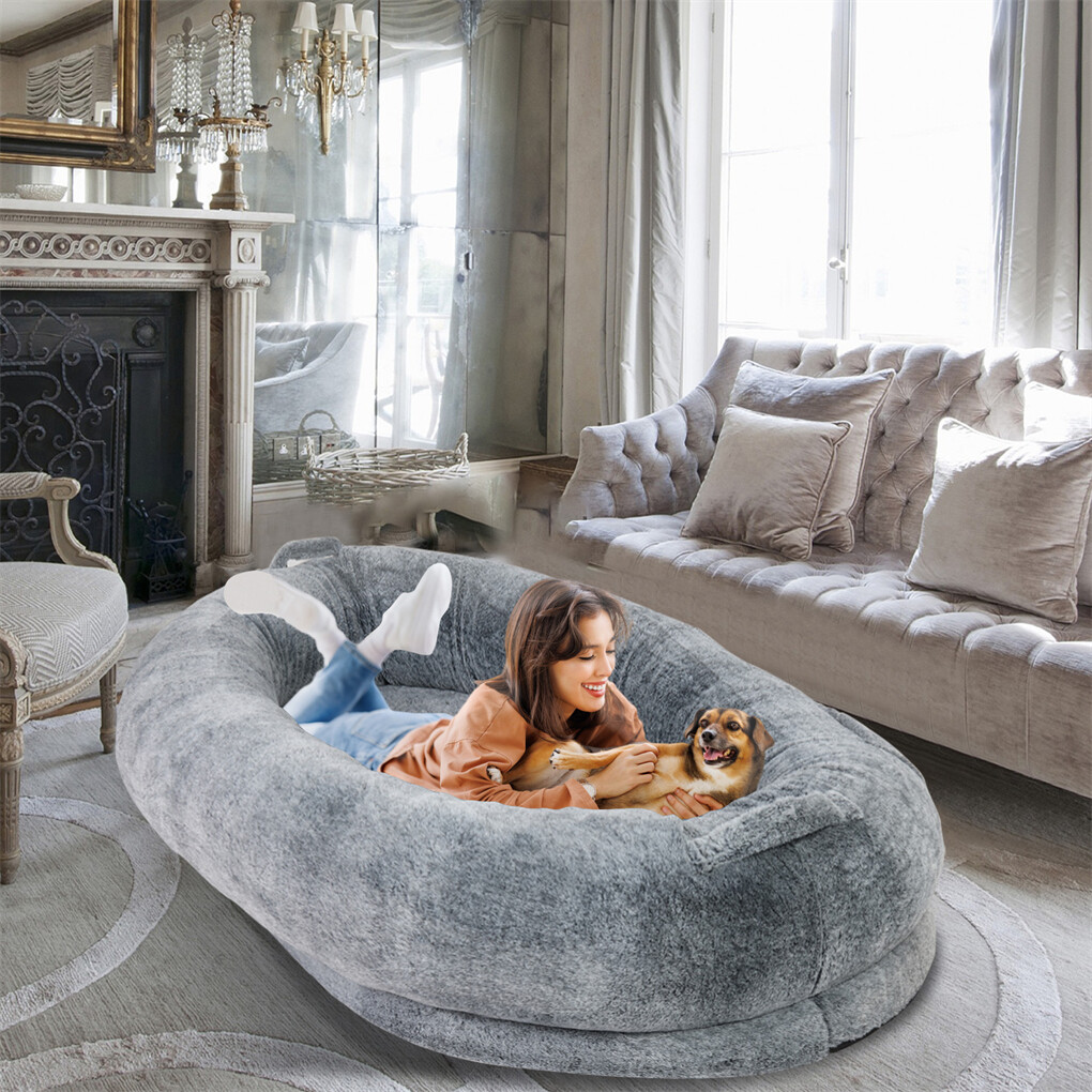 Xxxl Human-Sized Dog Bed Washable Orthopedic Pet Bed Bean Bag With Soft Blanket — image 3