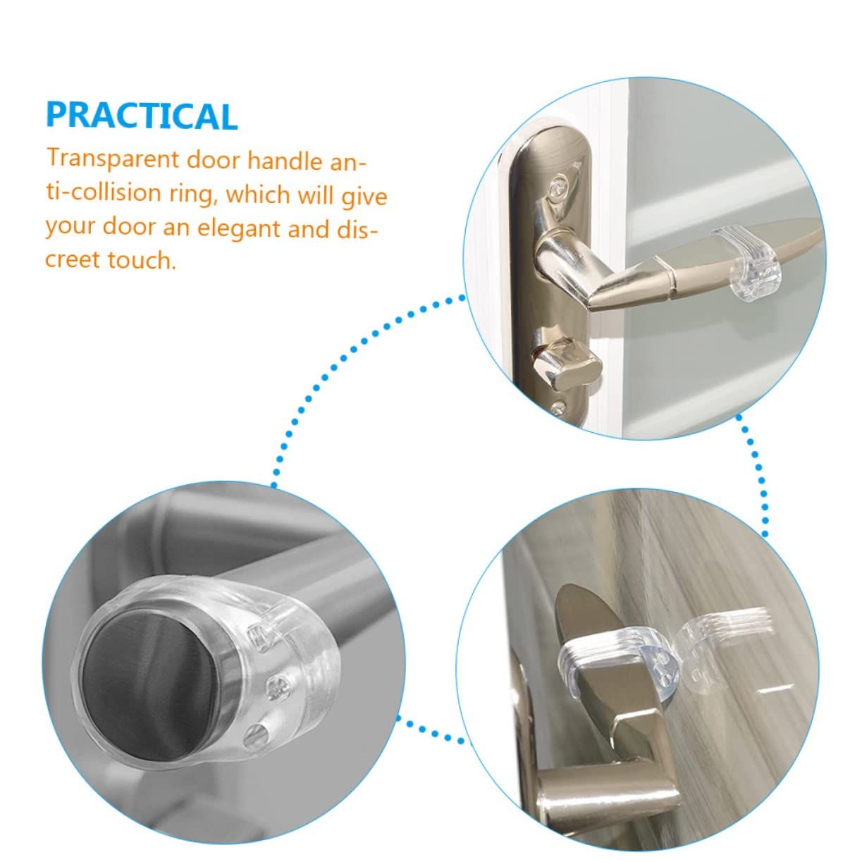 Door Stoppers Bumper Guard 8pcs Clear Silicone Door Handle Door Anti- Collision Ring Door Stopper Wall Protector Knob Wall Shiel โ image 3