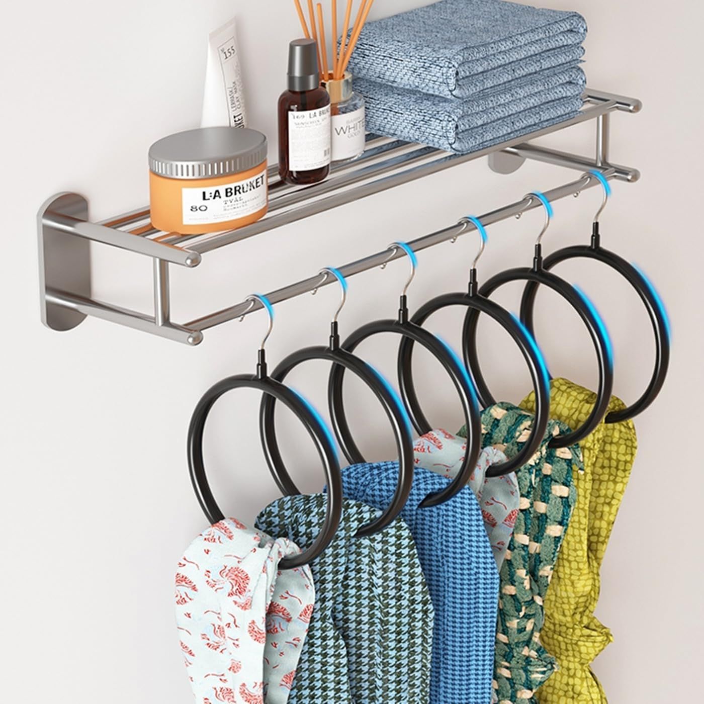 Belt/Scarf Hangers for Closet - 8 PCS Nonslip Space Saving Steel Tie Rings Holder Organizer for Neckties, (8 Pack, Black) — image 4