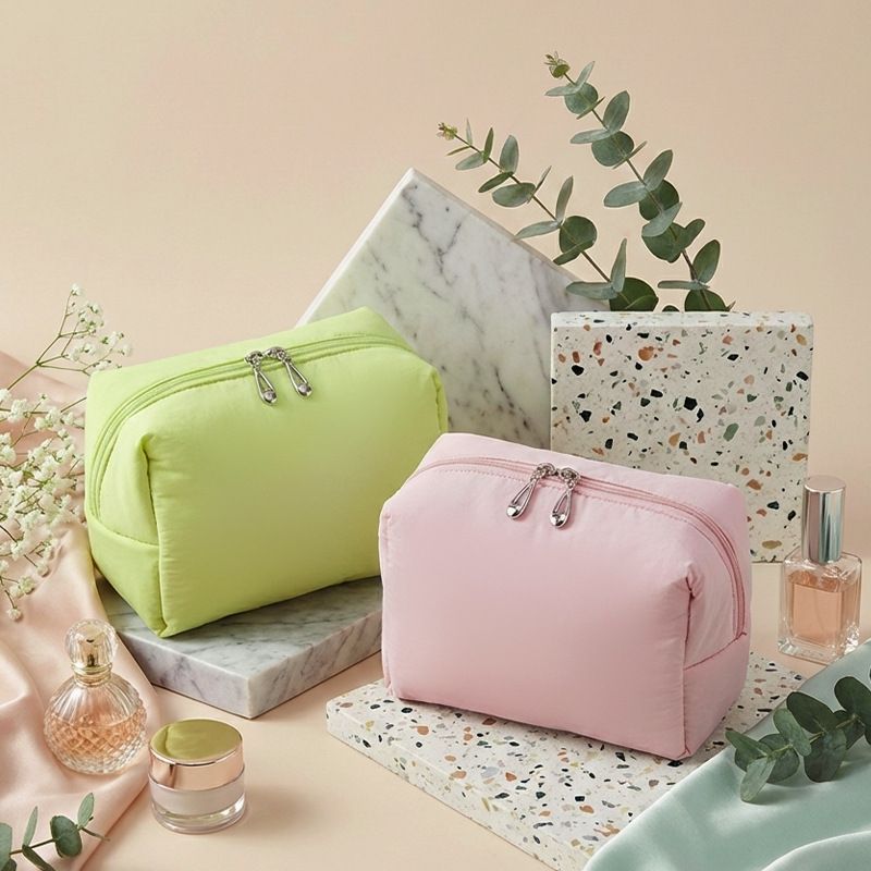 Nylon Cube Travel Makeup Storage Bag Pistachio green โ image 2