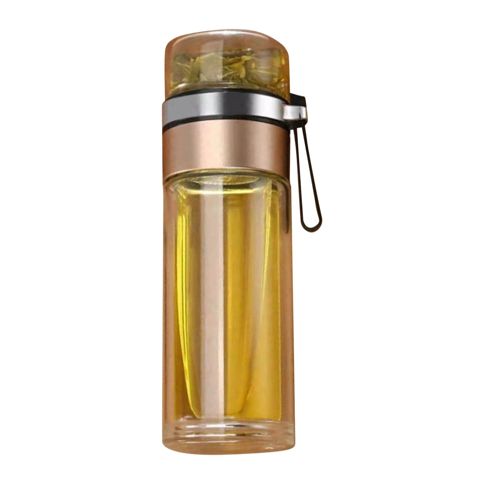 Glass Transparent Tea Bottle Portable Tea Water Bottle Tea and Water Separation Bottle Gold — image 3