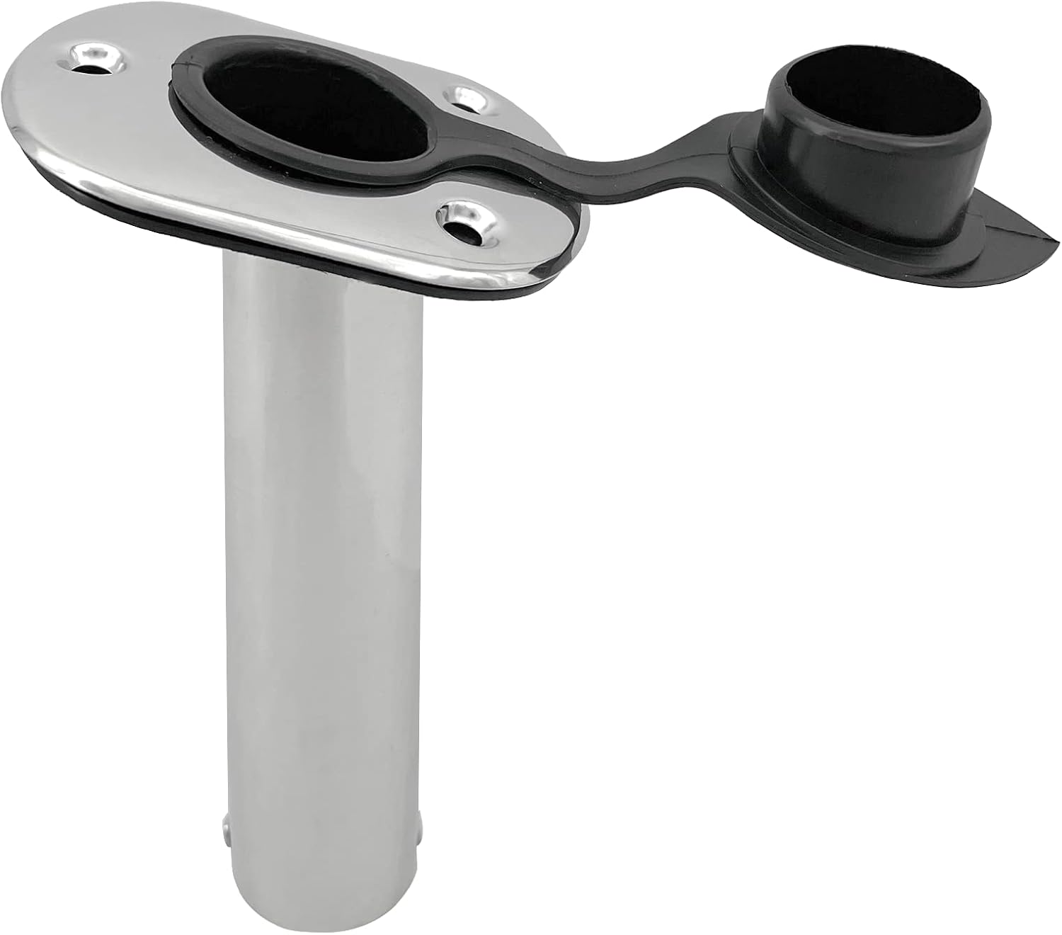 2PCS Boat Stainless Steel Polished Fishing Rod Holder Flush Mount 15/30/90 Degree Casting Flange with Rubber Cap, Liner, Gasket PVC Cap and Inner Tube for — image 4