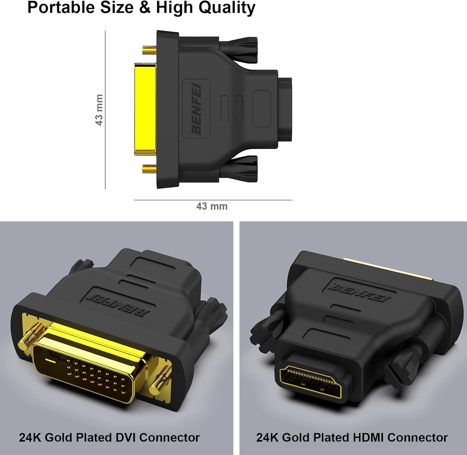 BENFEI DVI to HDMI, Bidirectional DVI to HDMI Male to Female 2 Pack โ image 5