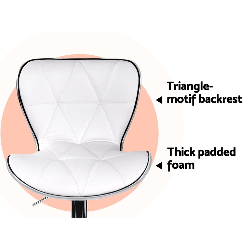 Artiss 2x Bar Stools Gas Lift Leather Seat White โ image 5