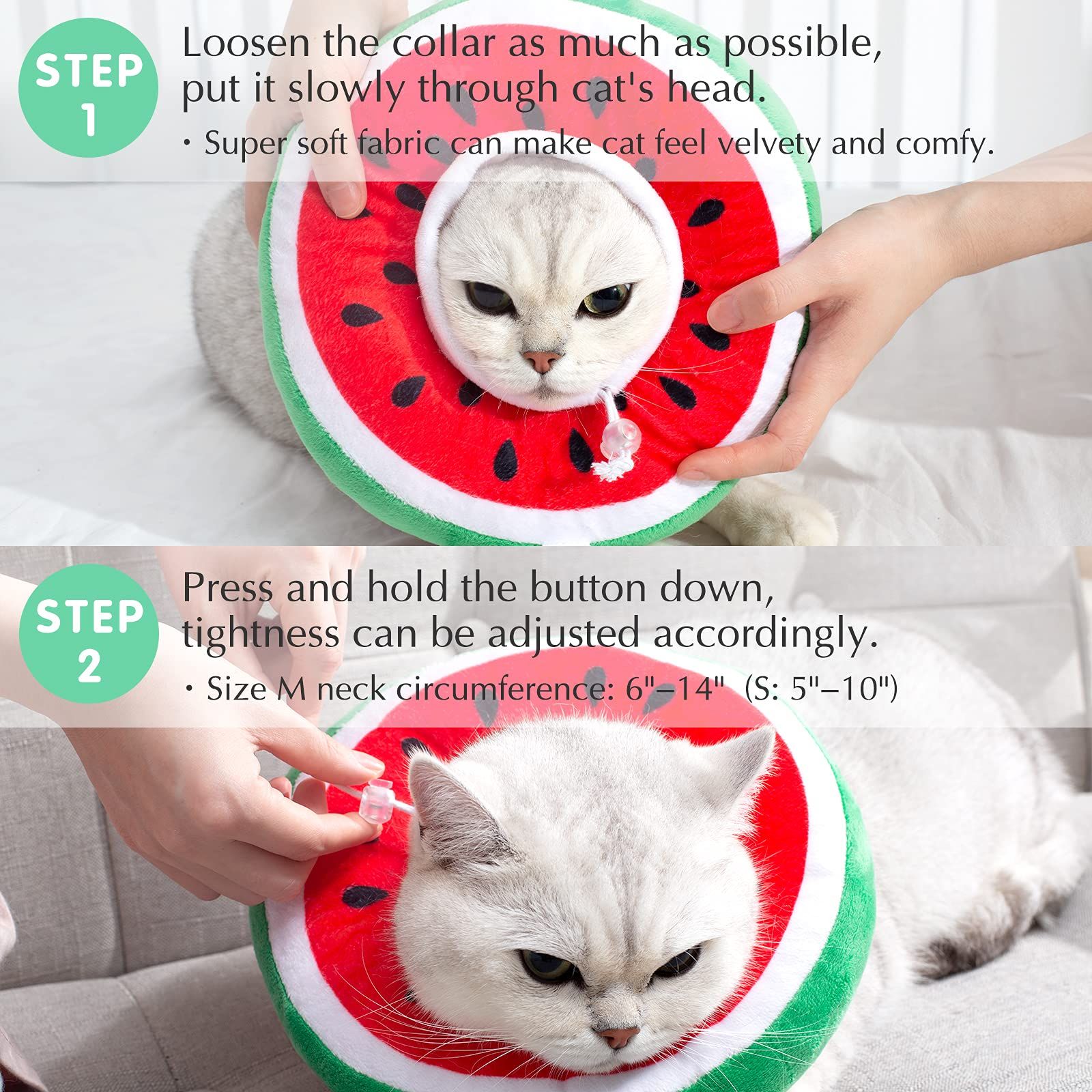 2 Pieces Adjustable Cat Cone Collar Soft Cat Recovery Collar Cute Cat Elizabethan Collars Pet Neck Cone for Kitten and Small Dogs — image 5