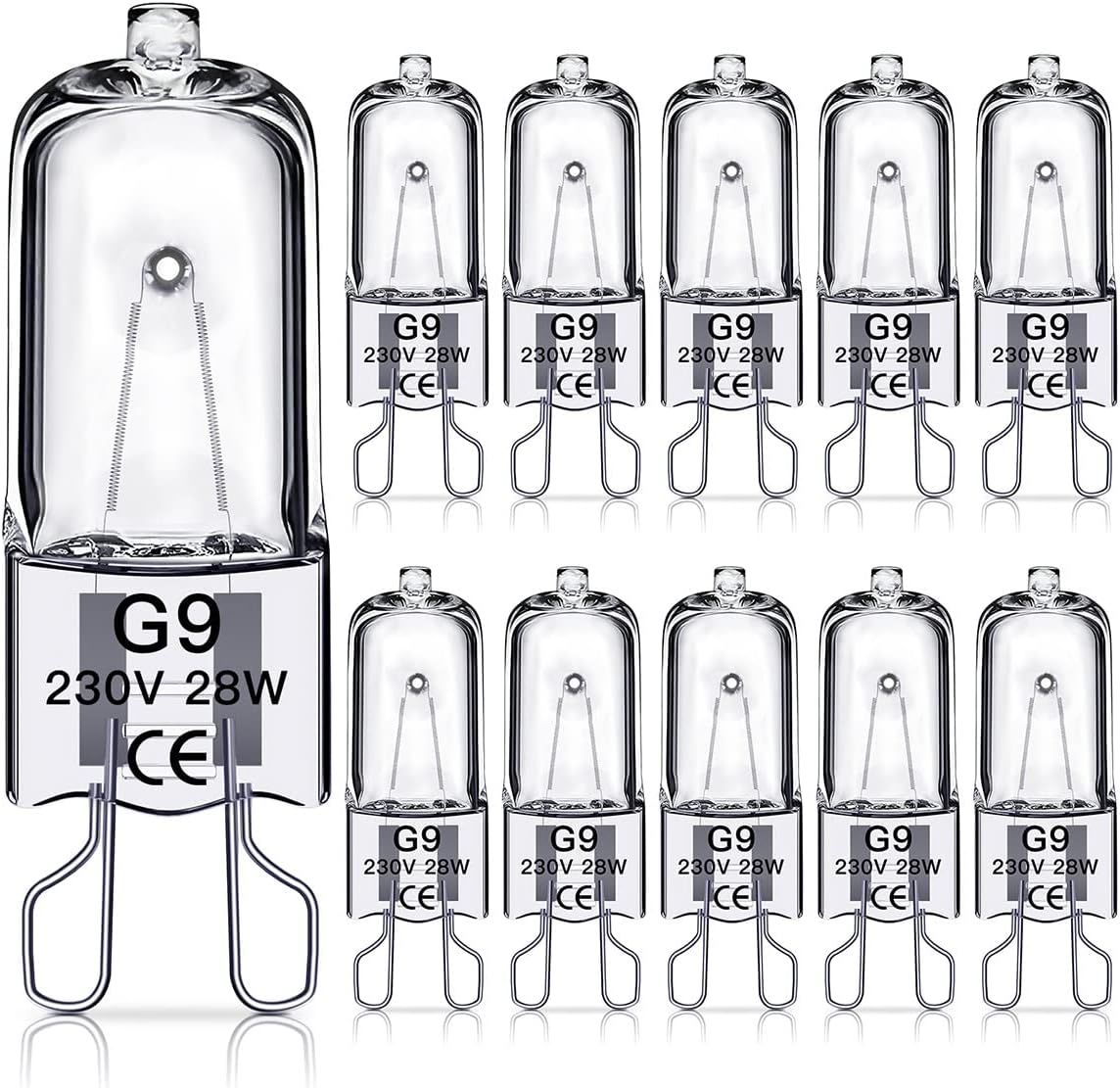 G9 halogen bulbs 28W, 230V, 10-pack 28W