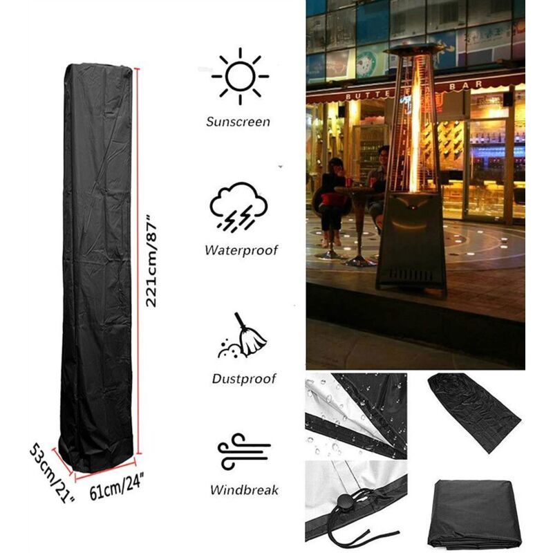 Patio Heater Cover Pyramid Gas Patio Heater, Patio Heater Cover Waterproof Anti Tear Cover Anti Snow Wind Resistant, H87 x W21 x D24 Inch — image 2