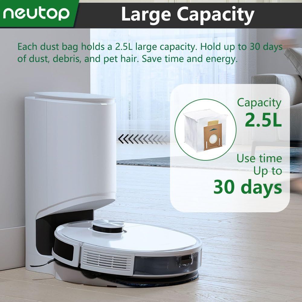 Replacement Disposable Dust Bags Compatible with Ecovacs Deebot T8, T8+, N8+, N8 Pro+, N10 Plus, Robot Vacuums, 9-Pack — image 5