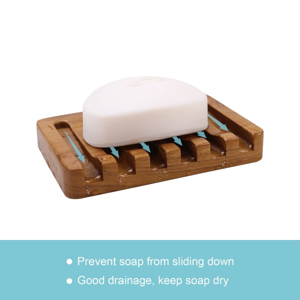 Wooden Soap Dish 2pcs, Soap Holder in Natural Teak, Soap Container for Shower, Bathroom, Kitchen, Bathtub, Razor, Sponges_max — image 2
