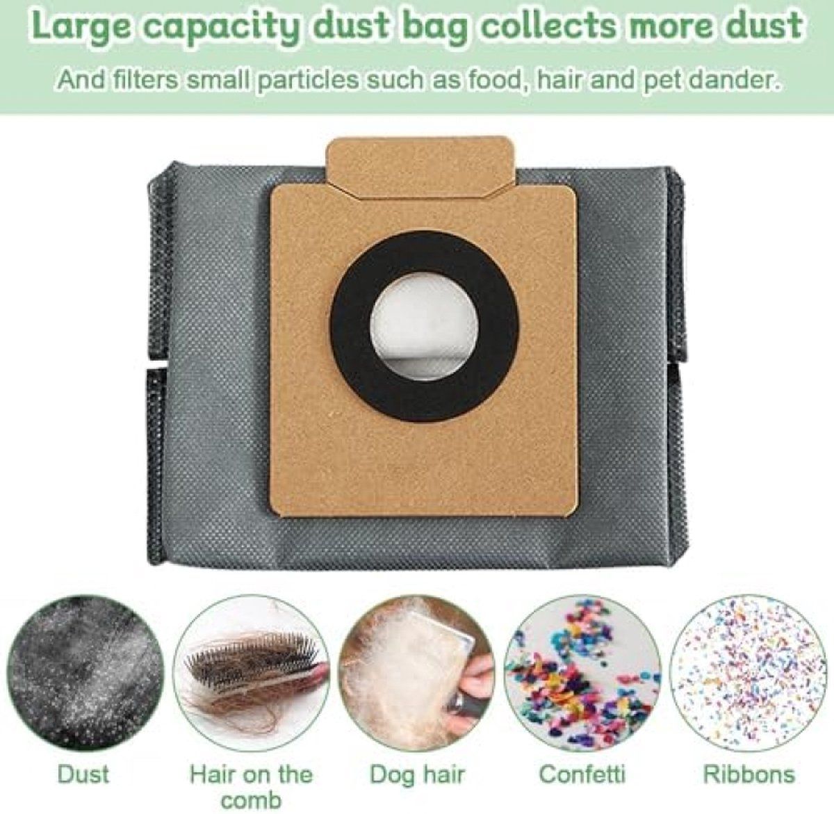 10 Pieces Vacuum Bags Compatible with Eufy Clean X8 Pro and X10 Pro Omni Robot Vacuums, Large Capacity Dust Bag Replacements — image 5