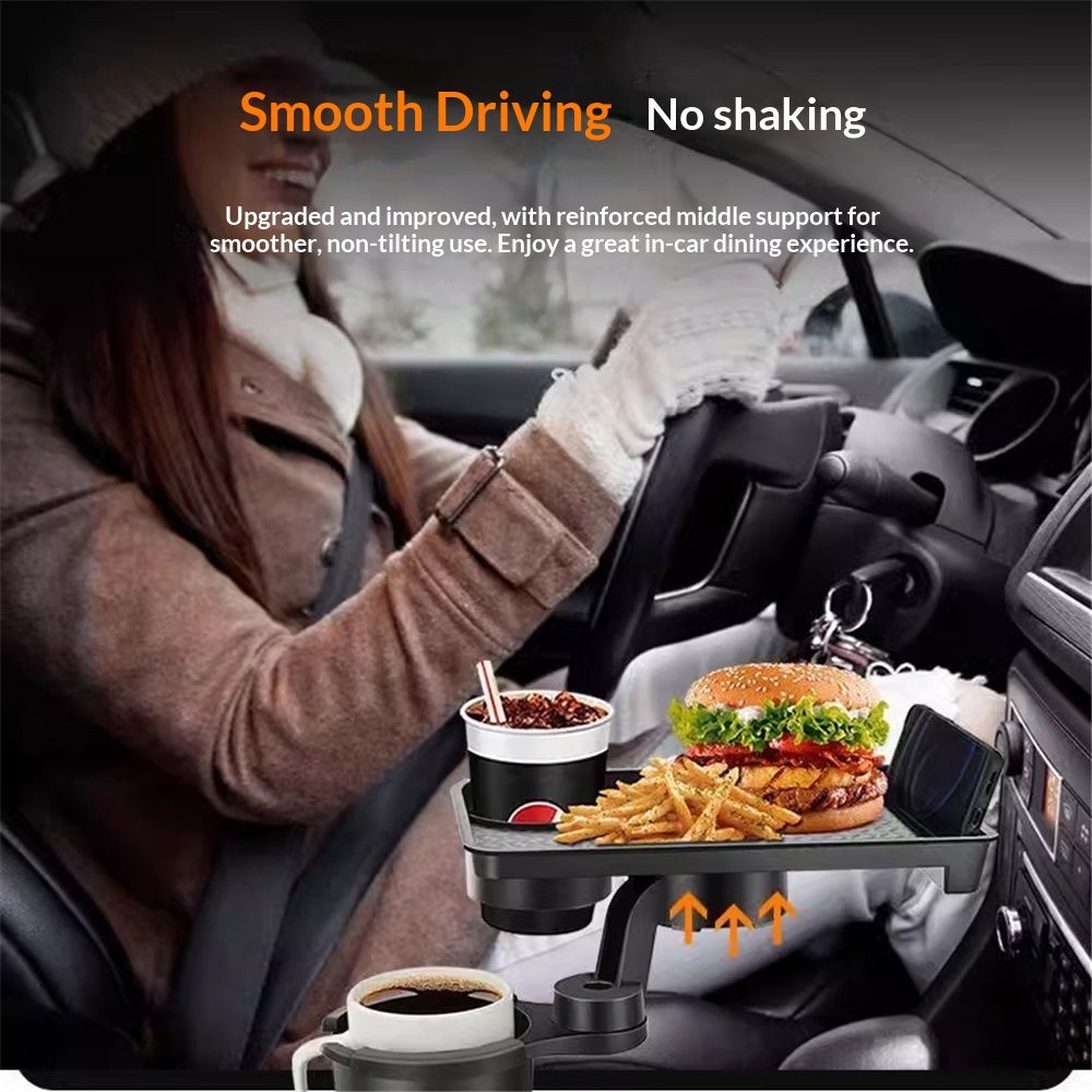 This Cup Holder Tray for Car, 2 in 1 Car Food Table Tray with Solid Base & Phone Slot,Car Cup Holder Expander Tray for Travel Road Essentials โ image 3