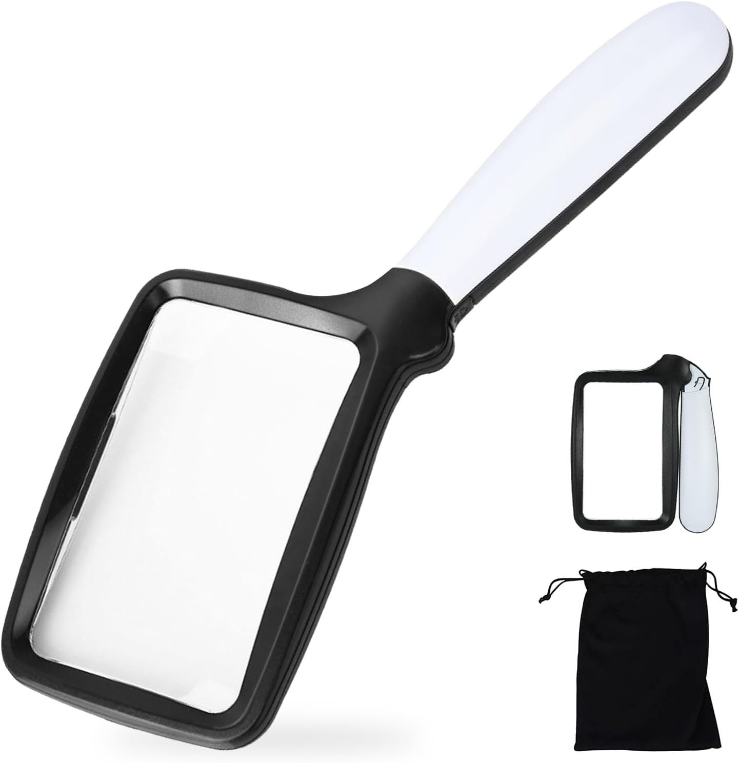 olding Handheld Magniying Glass with Light, 3X Large Rectangle Reading Magniier with Dimmable LED or Macular Degeneration Seniors Reading Inspection Coins