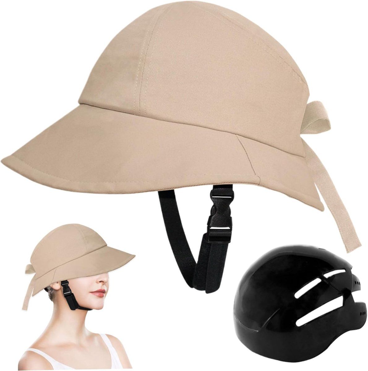 Bicycle helmet with visor, Women's bicycle helmet, Adjustable cycling cap with UV protection, Safe and comfortable sun hat, 60 cm